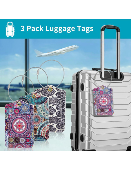 Etiquetas de Equipaje Fishent, Paquete de 3, Cuero Sintético