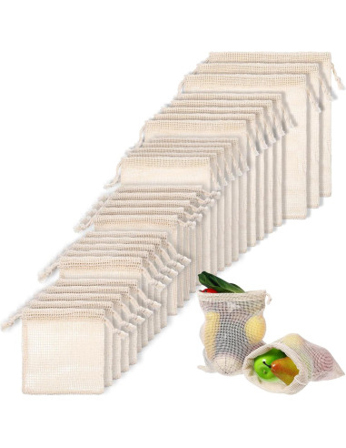28 Bolsas Reutilizables de Algodón Dimeho para Verduras