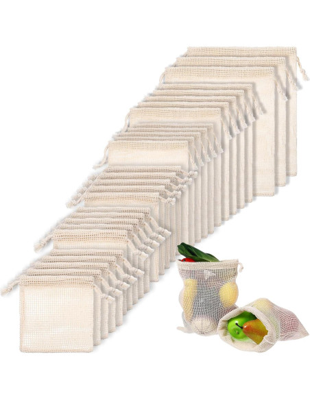 28 Bolsas Reutilizables de Algodón Dimeho para Verduras