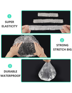 Gorros de Ducha Desechables Keeygo 30 PCS Transparentes 2