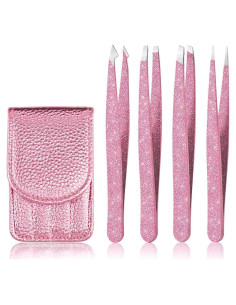 Juego de Pinzas de Precisión Amytor 4 Piezas Acero Inoxidable