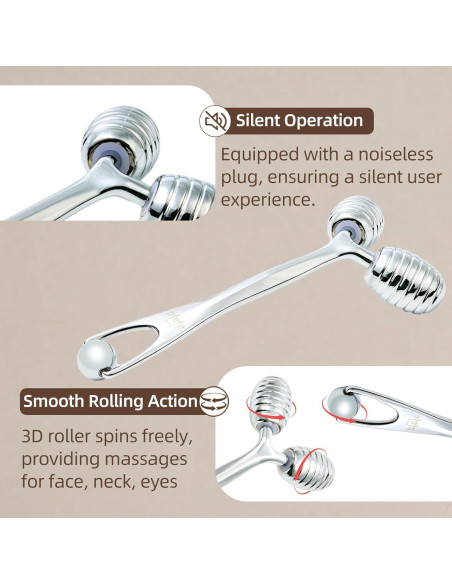 Rodillo Facial de Acero Inoxidable PFEFE - Masajeador Frío 15.5cm