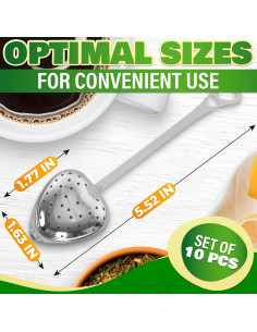 Infusor de Té en Forma de Corazón KETAR - 10 Piezas Acero Inoxidable 2