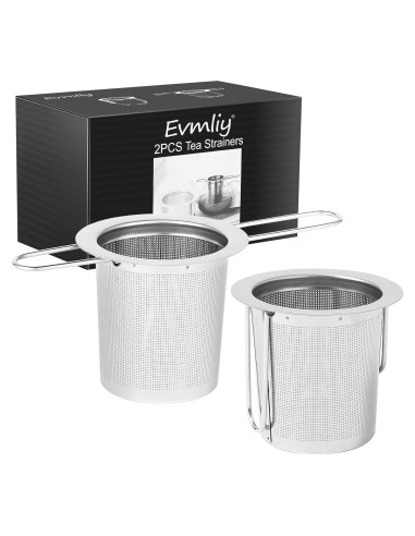 2 Coladores de Té Evmliy de Acero Inoxidable con Mango Largo