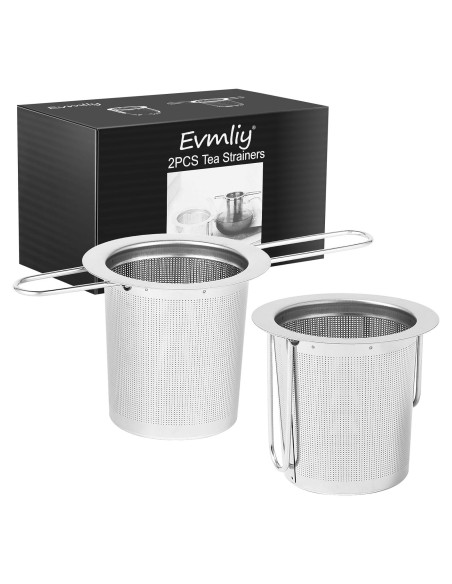 2 Coladores de Té Evmliy de Acero Inoxidable con Mango Largo