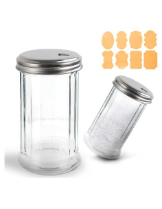 Dispensador de Azúcar de Vidrio KUAOOAUK 350ml con Tapa Inoxidable