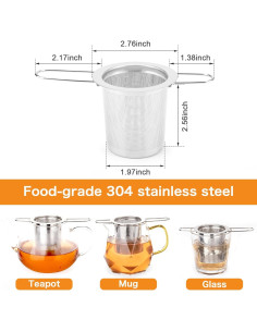 2 Coladores de Té Evmliy de Acero Inoxidable con Mango Largo 2