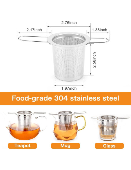 2 Coladores de Té Evmliy de Acero Inoxidable con Mango Largo