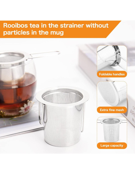 2 Coladores de Té Evmliy de Acero Inoxidable con Mango Largo