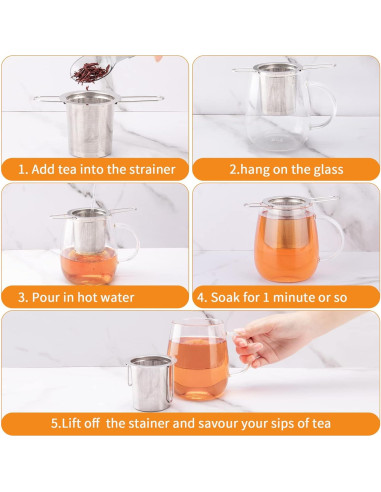 2 Coladores de Té Evmliy de Acero Inoxidable con Mango Largo