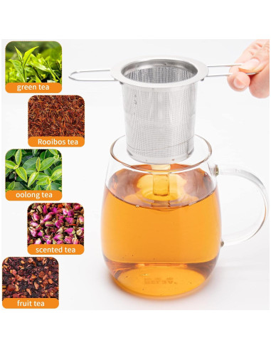 2 Coladores de Té Evmliy de Acero Inoxidable con Mango Largo