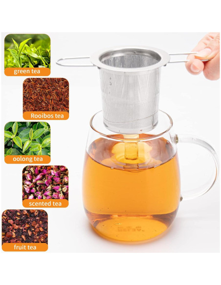 2 Coladores de Té Evmliy de Acero Inoxidable con Mango Largo