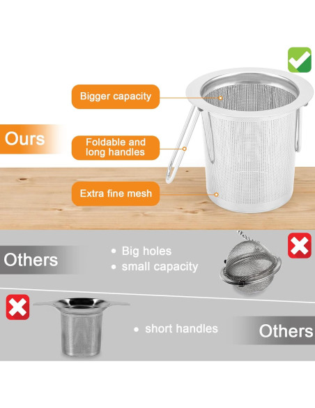2 Coladores de Té Evmliy de Acero Inoxidable con Mango Largo
