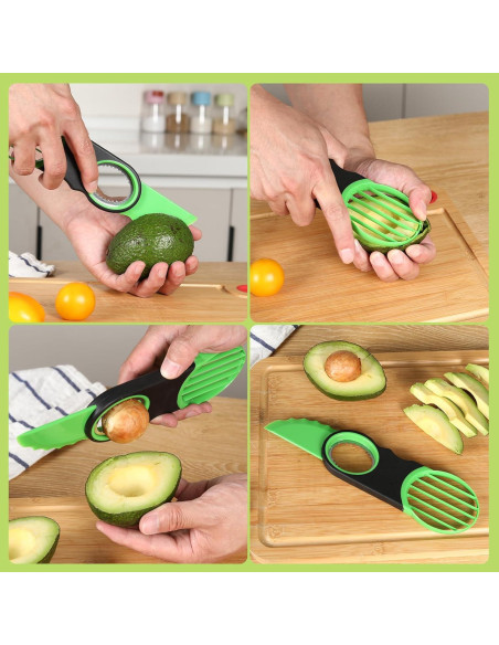 Cortador de Aguacate 3-en-1 Ebecuoa Acero Inoxidable Verde