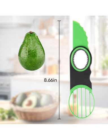 Cortador de Aguacate 3-en-1 Ebecuoa Acero Inoxidable Verde