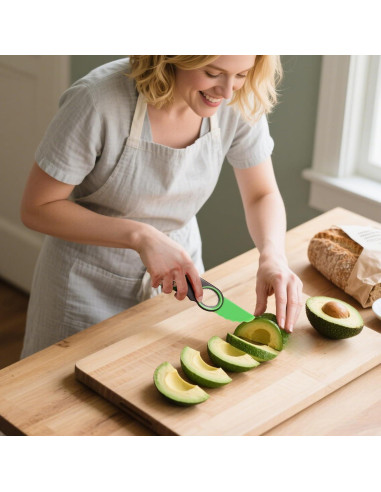 Cortador de Aguacate 3-en-1 Ebecuoa Acero Inoxidable Verde