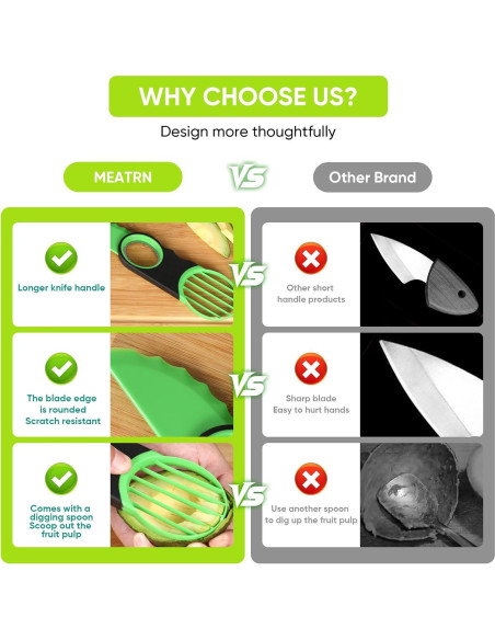 Cortador de Aguacate 3-en-1 Ebecuoa Acero Inoxidable Verde