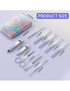 Juego de Manicura 10 en 1 ESSBES Acero Inoxidable Púrpura 2