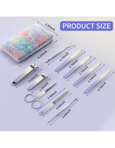 Juego de Manicura 10 en 1 ESSBES Acero Inoxidable Púrpura