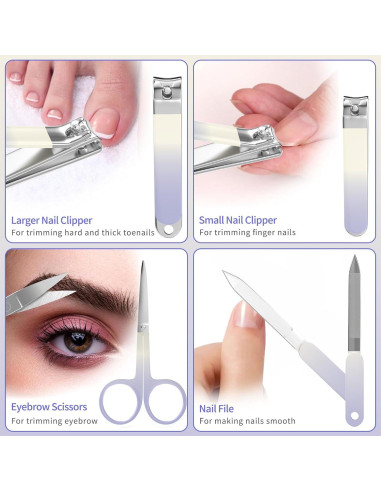 Juego de Manicura 10 en 1 ESSBES Acero Inoxidable Púrpura