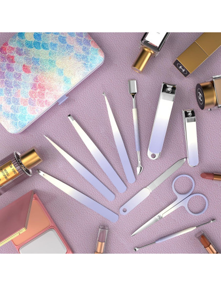 Juego de Manicura 10 en 1 ESSBES Acero Inoxidable Púrpura Juego de Manicura 10 en 1 ESSBES Acero Inoxidable Púrpura