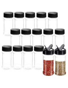 16 Tarros de Especias 100ml con Tapas Negras Qiuttnqn