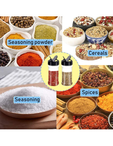 16 Tarros de Especias 100ml con Tapas Negras Qiuttnqn