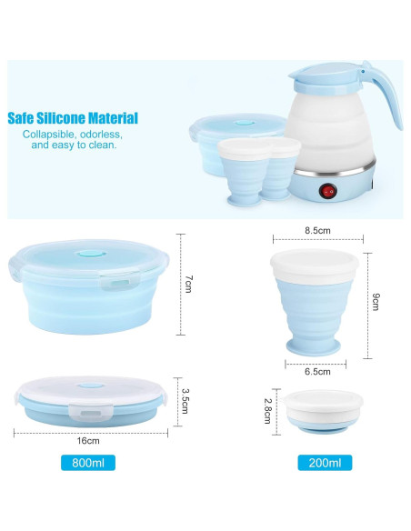 Hervidor Eléctrico Plegable PAHTTO 600ml Azul y Blanco Hervidor Eléctrico Plegable PAHTTO 600ml Azul y Blanco
