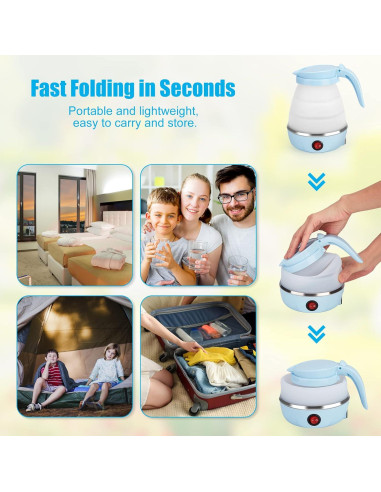 Hervidor Eléctrico Plegable PAHTTO 600ml Azul y Blanco
