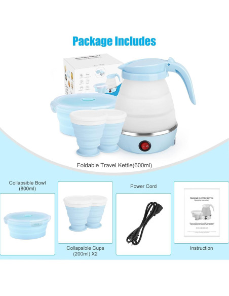 Hervidor Eléctrico Plegable PAHTTO 600ml Azul y Blanco Hervidor Eléctrico Plegable PAHTTO 600ml Azul y Blanco