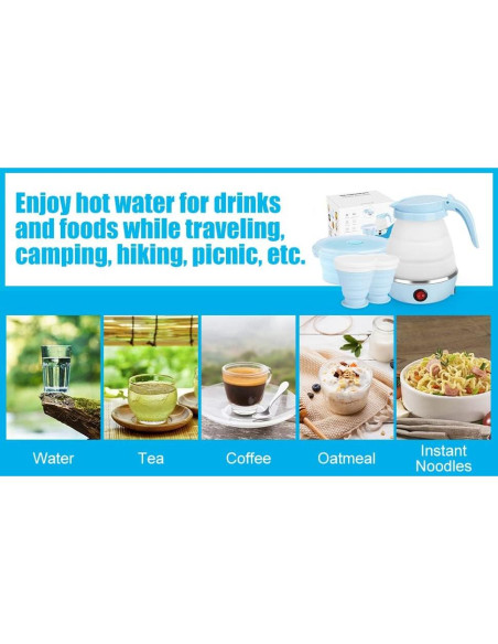 Hervidor Eléctrico Plegable PAHTTO 600ml Azul y Blanco Hervidor Eléctrico Plegable PAHTTO 600ml Azul y Blanco