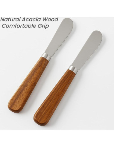 Juego de 2 cuchillos para mantequilla LacusMare - Acacia, 17.78 cm