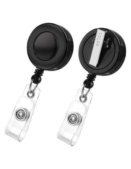 2 Reels de Insignia Retráctiles Koorito con Clip Giratorio Negro