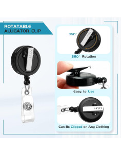 2 Reels de Insignia Retráctiles Koorito con Clip Giratorio Negro 2