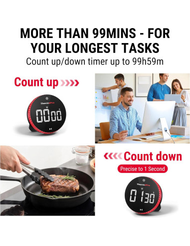 Temporizador Digital de Cocina ThermoPro TM04 con Imán y Soporte