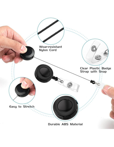 2 Reels de Insignia Retráctiles Koorito con Clip Giratorio Negro