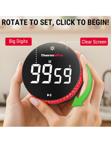 Temporizador Digital de Cocina ThermoPro TM04 con Imán y Soporte