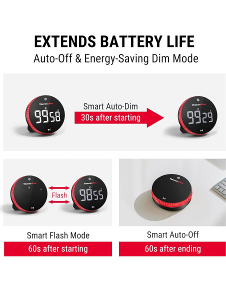 Temporizador Digital de Cocina ThermoPro TM04 con Imán y Soporte