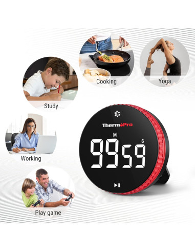 Temporizador Digital de Cocina ThermoPro TM04 con Imán y Soporte