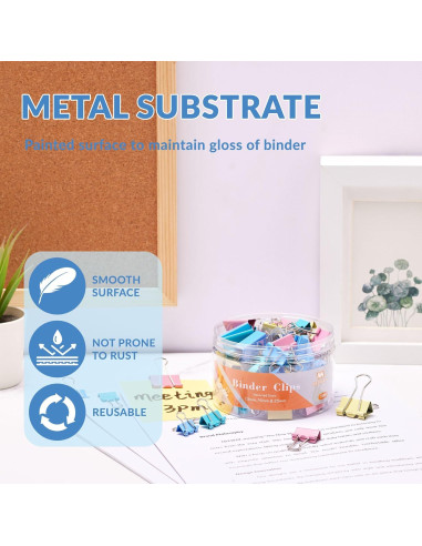 Clips de Carpeta Metálicos NEEWAY 100 Piezas Multicolor
