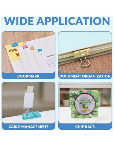 Clips de Carpeta Metálicos NEEWAY 100 Piezas Multicolor