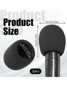 Cubierta de Micrófono 2PCS Funda Espuma Negra 7.6x6cm 2