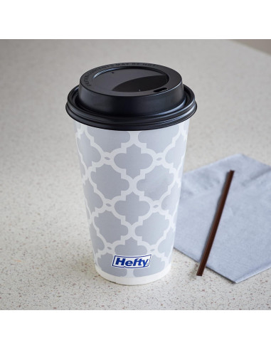 Tazas de papel desechables Hefty 16 oz con tapas - 20 unidades