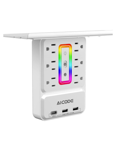 Extensor de Enchufe AICODE ZN-L8-C con 6 Enchufes y 3 USB
