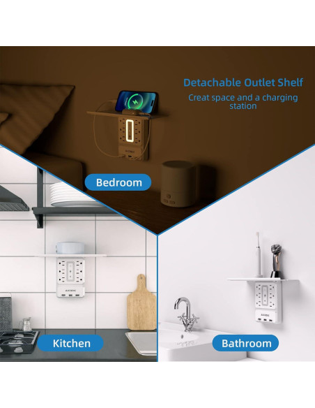 Extensor de Enchufe AICODE ZN-L8-C con 6 Enchufes y 3 USB