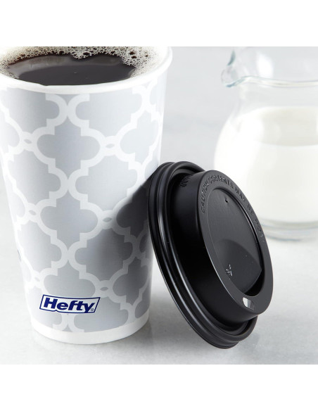 Tazas de papel desechables Hefty 16 oz con tapas - 20 unidades