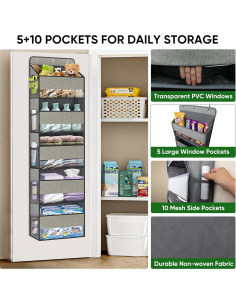 Organizador Colgante sobre la Puerta Jedqlnye 5 Estantes 20 kg Gris 2