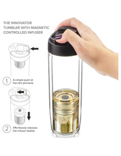 Taza de Infusión de Té Teabloom 450ml Vidrio Aislado 2