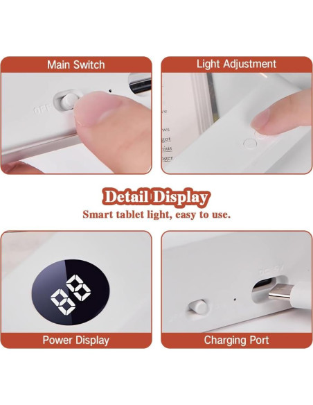 Luz de Libro Recargable Mesenymm LED con 3 Colores y Temporizador