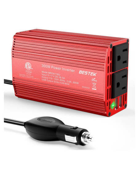 Inversor de Potencia BESTEK 300W DC 12V a AC 110V con USB